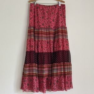 Pink Boho Ruffled Polka Dot Tiered Skirt 💕